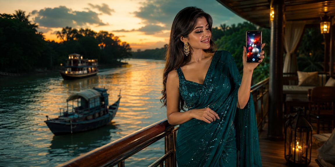 খুলনার একজন তরুণী অনলাইন লটারি খেলছেন মোবাইলে